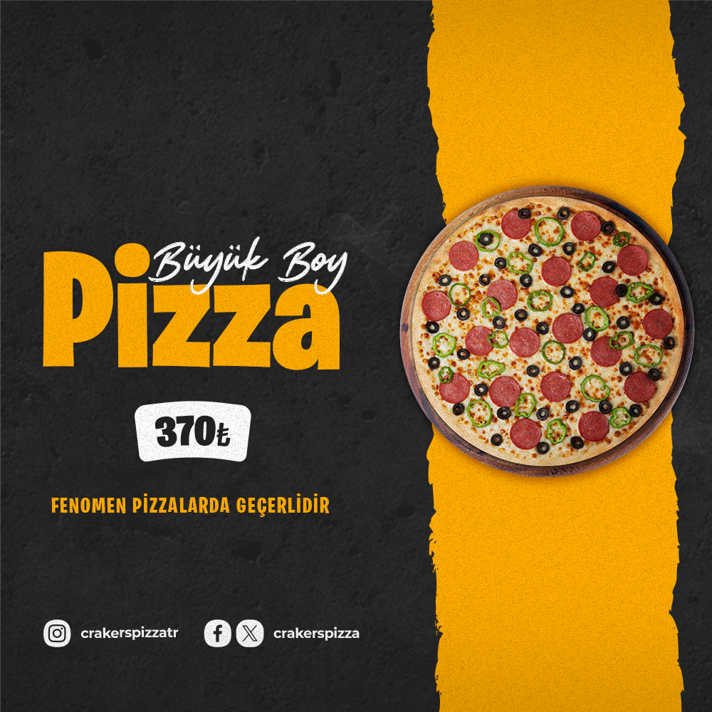 Black And Orange Minimalist Sketch Pizza Banner Landscape  (1000