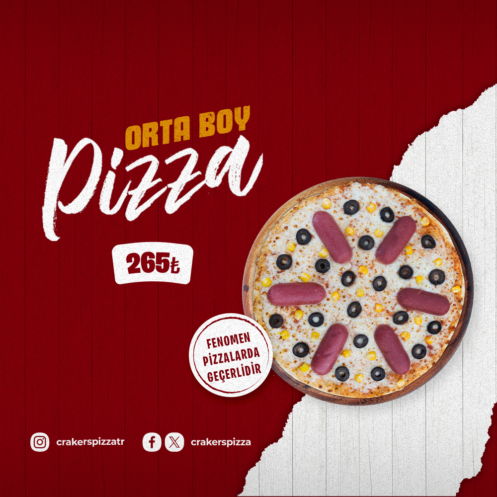 Black And Orange Minimalist Sketch Pizza Banner Landscape  (1000